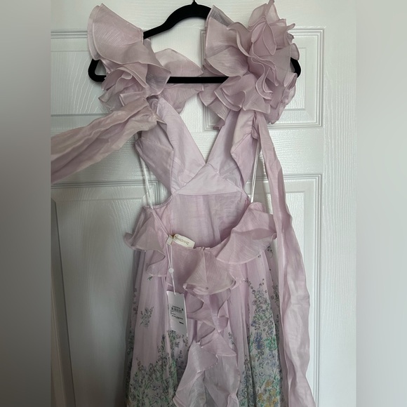 NWT Zimmermann Floral Ruffle Linen & Silk Gown in Blue Meadow OP US2P - Picture 6 of 17